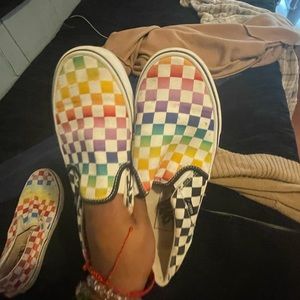 White with black outline colorful vans. Size 8 women’s